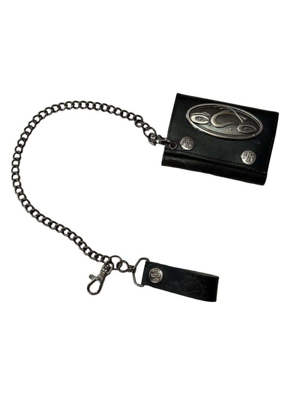 Orange County Choppers OCC Genuine Leather Chain Wallet Biker Motorcycle Trifold
